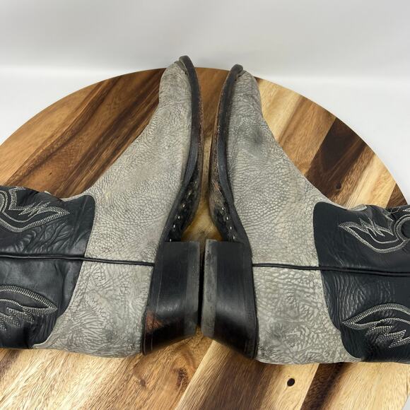 Tony Lama Men’s Size 10 E(Wide) Shrunken Bull Shoulder Gray/Black Cowboy Boots - Picture 5 of 12